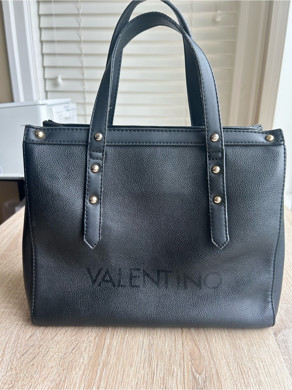 Mario Valentino Black Leather Top-Handle Tote